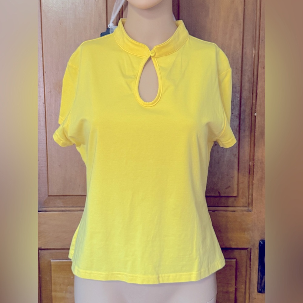Mandarin Short Sleeve Top - Yellow